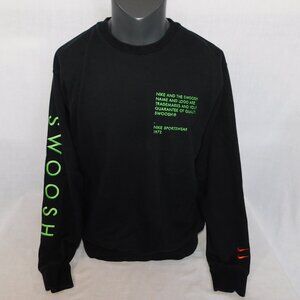 Nike Mens L Black Green Red Double Swoosh Embroidered Crewneck Sweatshirt